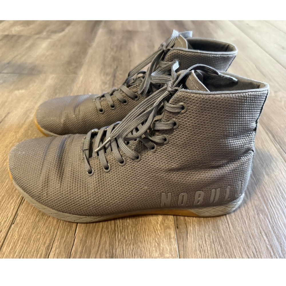 NOBULL Outwork High Top Trainer Sneaker Grey Size 12 Gum Sole Workout Shoes